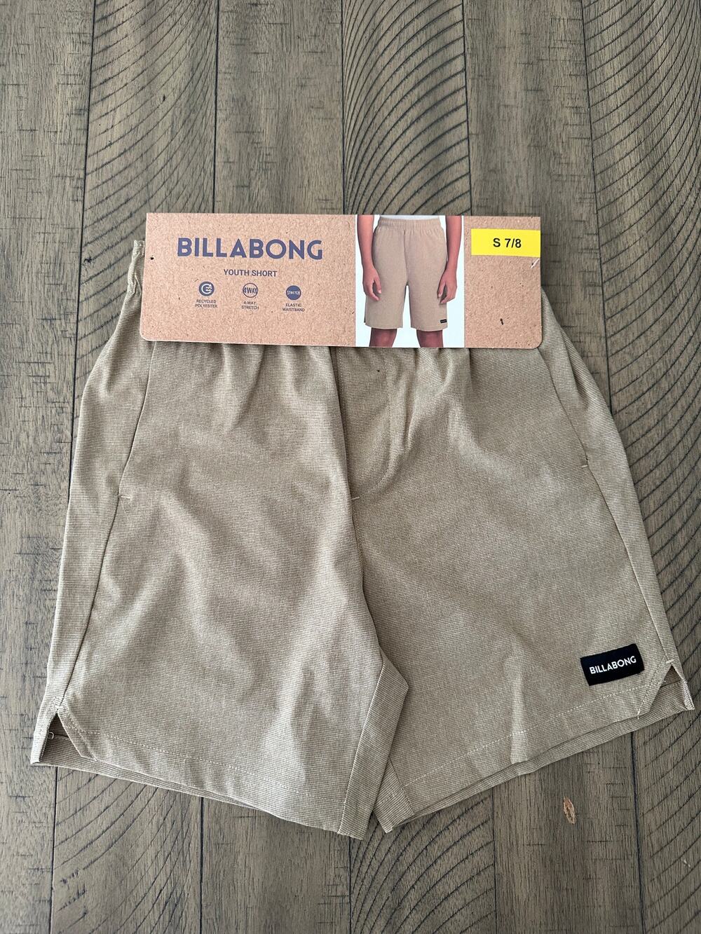 Billabong Youth Boys Short Size S 7/8 Khaki Brown 4-Way Stretch New